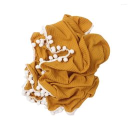 Blankets Born Baby Tassel Wrap Swaddling Clothes Infant Super Soft Waffle Knit Ball Pography Props Accessories