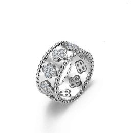 Gold Ring Four Leaf Clover Cleef Ring Kaleidoscope Designer Rings For Women 18K Gold Silver Diamond Nail Ring Luxury Rings Valentine P 4420