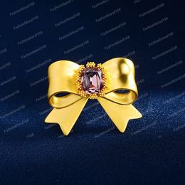 Plated Gold Bow Brooch Collar Pin Copper Decoration Chest Flower Anti Glare Cardigan Pin Buckle Versatile Decoration Accessories