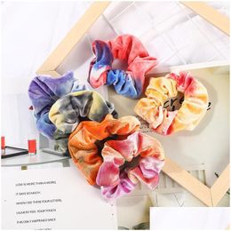 Hair Accessories 9 Colours Ins Veet Scrunchies Tie Dye Band Stretchy Rainbow Hairbands Women Loop Holder Girls Drop Delivery Products T Otmxr