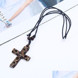 Pendant Necklaces Hollow Jesus Cross Adjustable Long Chain Resin For Women Men Fashion Jewellery Gift Drop Delivery Pendants Dhe9J