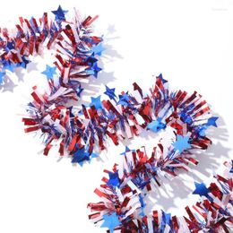 Party Decoration 4th Of July Star Streamers Twist Tinsel Garland Red White Blue Bunting Banner For American Independence Day Hanging