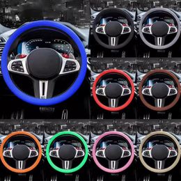 Steering Wheel Covers 1PC Car Universal Silicone Cover Elastic Glove Texture Soft Multi Color Auto Decoration DIY Accessories