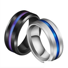 Band Rings Fashion Simple 8Mm Titanium Steel Groove Men Wholesale Ding Male And Female Engagement Will Sandy Drop Ship Delivery Jewel Dha3T