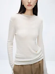 Women's Sweaters Women Edge Curl Long Sleeve Pullover Tops O-Neck Thin Spring 2024 All-Match Ladies Wool Blend Bottoming Knitted