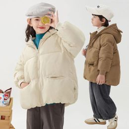 Down Coat Children's Winter Clothing Cotton Jackes For Girls Warm Hooded Outdoor Clothes Casual Loose Baby Boys Outerwear Korean Kids