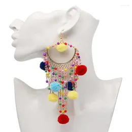 Dangle Earrings Design Metal Alloy Plush Colourful Tassel Ethnic Style For Women Statement Jewellery Friendship Gift