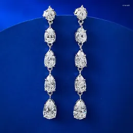 Dangle Earrings Classis Lady Moissanite Diamond Earring Real 925 Sterling Silver Jewelry Engagement Wedding Drop For Women
