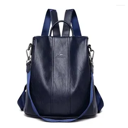 School Bags Women Anti-theft PU Leather Backpack Schoolbag Fashion College Travel Ladies Teenage Book Bag Pack For Female