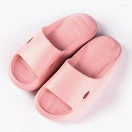 Slippers Household Thick Platform Shoes Bathroom Non-slip Flat Slides Women Sandals Men Summer Beach Flip Flops Soft Sole Mules