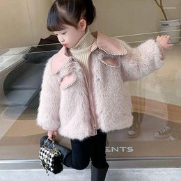 Jackets 2024 Fashion Baby Girls Winter Warm Jacket Thick Lamb Wool Toddler Children Sheep Coat Teenage Outwear Cotton 3-14Y V14