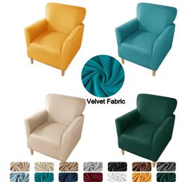 Velvet Tub Sofa Cover for Living Room Elastic Club Armchair Slipcovers Stretch Single Couch Chair Covers Home Bar Counter el 240119