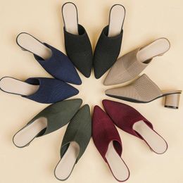 Slippers Large 41/42/43 Women's High Heel Fashion Casual Soft Knitted Anti Slip Breathable Sandals Spring/Summer 2024