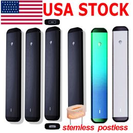 USA STOCK 1ml Vape Pen Thick Oil Carts Snap in Tips Disposable E-cigarette Empty Vaporizers Stemless Postless Ceramic Coil Rechargeable 280mah Battery D9 Flat Pens