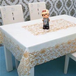 Table Cloth European-style Bronzing Pvc Tablecloth Lace Printing Coffee Waterproof Anti-scalding Oil-proof Disposable