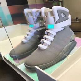 Automatic Laces Air Mag Sneakers Marty Mcflys Led Outdoor Shoes Man Back To The Future Glow In The Dark Grey Boots Mcflys Mags With Box Size 40-47
