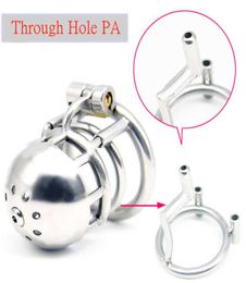 New 316L Stainless Steel Male Through Hole PA Device,Penis Ring,Cock Cage with Catheter,BDSM Sex Toys For Men P08267233932