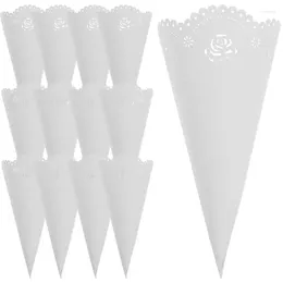 Party Decoration 20PCS Hollow Confetti Holders Craft Paper Petal Cones For Wedding Storage Scraps Scattered With Roses Round Lace