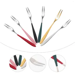 Dinnerware Sets 6 Pcs Fork Stainless Cake Forks Pointed Tail Dessert Exquisite Fruit Steel Salad Luxury Pick