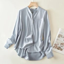 Women's Blouses Chiffon Solid Shirts Casual Spring/Summer O-Necks Ladies Clothing Loose Fashion Long Sleeves Tops