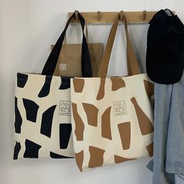 Shopping Bags Women Canvas Foldable Shoulder Large Capacity Handbags Casual Tote Bag Aesthetic Eco Reusable Totebag Bolso