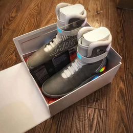 Automatic Laces Air Mag Sneakers Marty Mcflys Led Shoes Men Back To The Future Glow In The Dark Grey High Top Boots Mcflys Sneaker