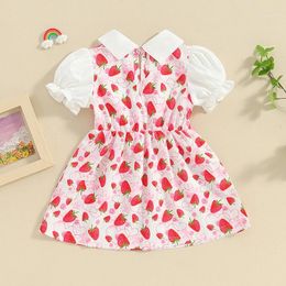 Girl Dresses Infant Toddler Baby Summer Fruits Floral Dress Cute Princess Doll Collar Short Sleeve A-line