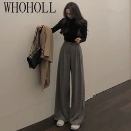 Spring Suit Pants Female Solid Wide Leg Pants Women Full Length Pants Ladies High Quality simple Casual Straight Pants 240131