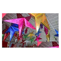 Christmas Decorations All-Match Stereo Double Laser Colorf Folding Paper Star Hanging Lobby Of Stars Drop Delivery Home Garden Festi Dhmx0