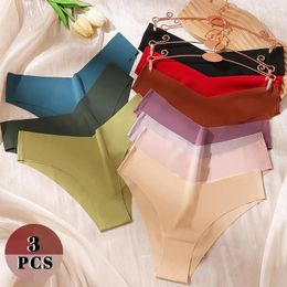 Women's Panties 3Pcs/Set Fashion V-waist Solid Female Sexy Underwear Soft Ladies Simple Briefs Lingerie For Women Elastic