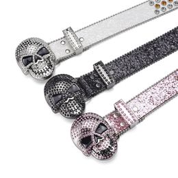 Women's Y2K crystal studded diamond belt belt accessories skull head jeans rivet belt women spicy girl outfit colored diamond seventiethly principal decline loguat