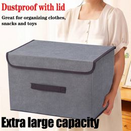 1-5PCS Foldable Storage Box Portable Storage Basket Non-woven Storage Box Clothes Toy Storage Organiser with Lid Storage Box 240129