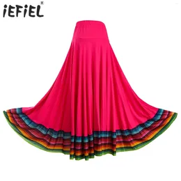 Stage Wear Womens Mexican Flamenco National Standard Dance Skirts Ballroom Tango Performance Costume Folk Dancing Long Ruffled Skirt