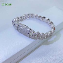 Luxury Jewellery Ice Men 15mm Cuban Link Chain Bracelet Silver Vvs Moissanite Hip Hop Bracelet Christmas Gift