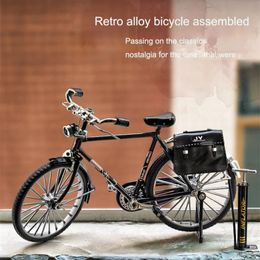 Mini Retro Bicycle Model Alloy Metal Bike Sliding Assembled Version Adult Simulation Collection Gifts Toys For Children Boys 240125