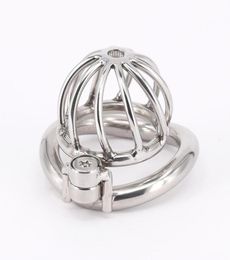 Sodandy Devices Male Small Penis Lock Stainless Steel Belt Metal Cock Cage For Men With Curved Rings3603992