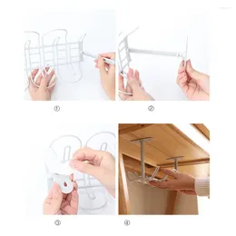 Hooks ABS Self Adhesive With Hanging Basket Table Bottom Organizer Shelf Kitchen Holder Cable Rack Management Tidy Socket Storage