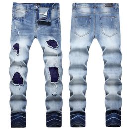 Jeans da uomo per maschile designer high street hole patch stella pannello ricamo da stella allungo pantaloni da jeans lunghi