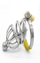 Stainless Steel Cock Cage Male Penis Ring with thick Catheter Bondage lock device BDSM Sex Toys for Men1748105