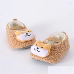 Boots Winter Baby Cartoon Animal Wool Warm P Snow Born Cute Cotton Shoes Boys Girls Soft Sole Non-Slip Toddler Boot Drop Delivery Kids Ot8Dc