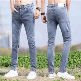 Men's Jeans Tight Pipe Trousers Slim Fit Cropped Elastic Man Cowboy Pants Stretch Skinny Trend 2024 Korean Style Casual Original