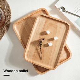 Plates Wooden Tray Rectangular Tea Cup Storage Lightweight Wear-Resistant Serving For Home