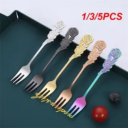 Forks 1/3/5PCS Stainless Steel Fork Spoon Elegant And Classical Rose Handle Mirror Polishing Dessert Fruit