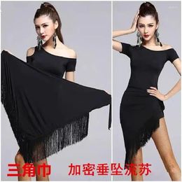 Stage Wear Tassel Triangular Binder One-piece Skirt Adult Latin Dance Clothes Women's Hip Scarf Practise 2024