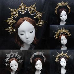 Hair Clips DIY Material Package Gothic Halo Crown Headband Vintage Church Mary Baroque Virgin Tiara Headwear Lolita Headpiece Accessories