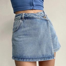 Women's Shorts S-5XL Retro High Waist Wide Leg Skorts Girls 2024 Denim Skirts Sexy Super Short Summer Jeans