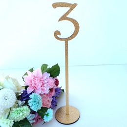 Gold/Silver 1-10/1-20 Wooden Wedding Table Numbers Simple Number Plate Party Decor For Banquets Parties 240124