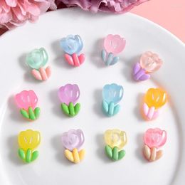 Decorative Figurines 10PCS 19x12mm Tulip Series Resin Flat Back Cabochons For Hairpin Scrapbooking DIY Jewellery Craft Decoration Accessories