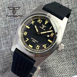 Tandorio 38mm NH35A 20Bar Automatic Dive Watch for Men Brushed Case Sapphire Glass Luminous California Dial LeatherRubber Strap 240202