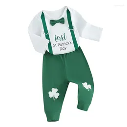 Clothing Sets Infant Baby Boy First St Patrick S Day Outfit Long Sleeve Romper Shirt Jogger Pants Born Shamrock Spring Clothes